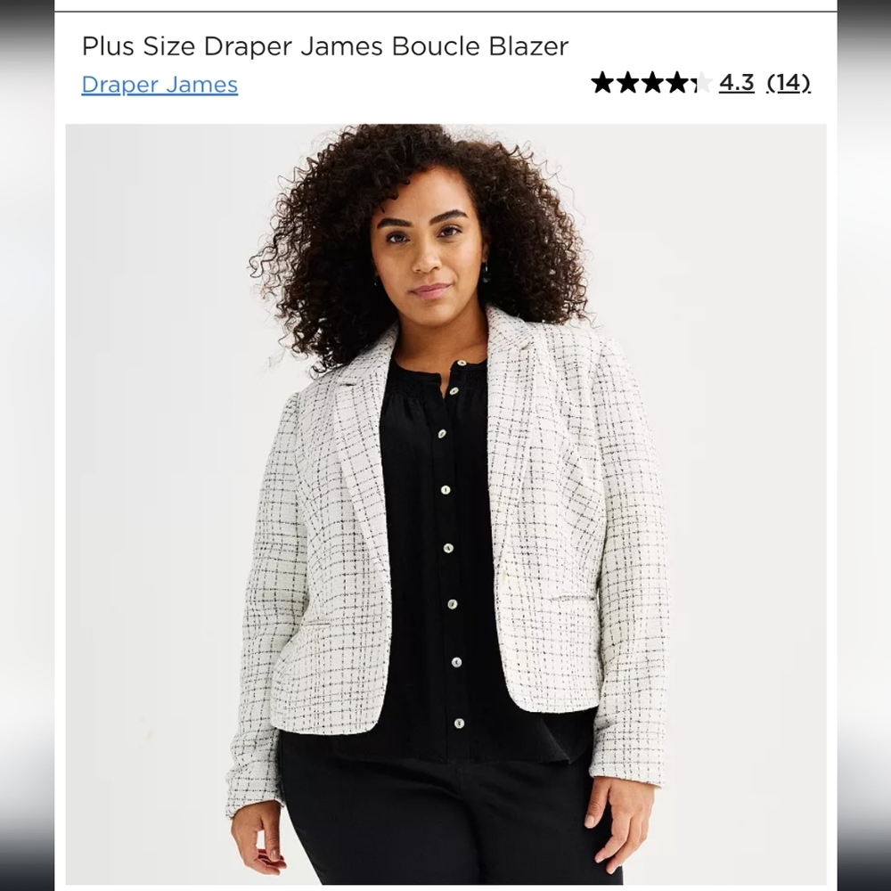 NWT Draper James Boucle‎ White/silver Blazer 3X